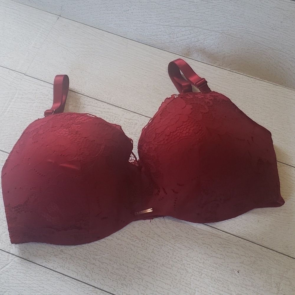 Danskin 38DD red wine lace full coverage bra
